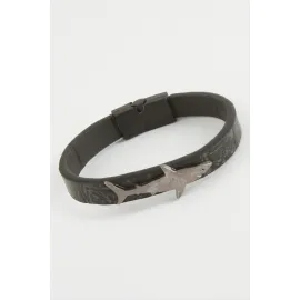 Balık Kaliteli Mıknatıslı Suni Deri Bileklik-Siyah