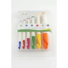 6 Adet Plastik Tığ 7-8-10-12-15-20 mm-Beyaz