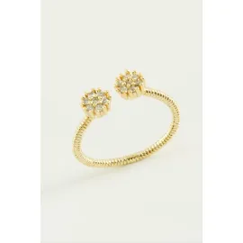 Çiçek Zirkon Taşlı Yüzük-Gümüş Rengi