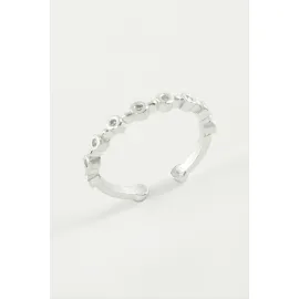 Yuvarlak Zirkon Taşlı Yüzük-Gümüş Rengi