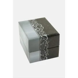 Desenli Saat Kutusu-Gri