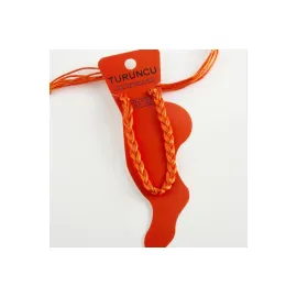 Renkli Örgülü Vinlex İp Halhal-Turuncu