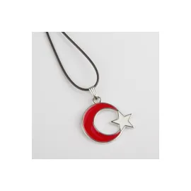 Kırmızı Ayyıldız Kolye-Siyah