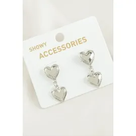 Kalp Trend Metal Küpe-Gümüş Rengi