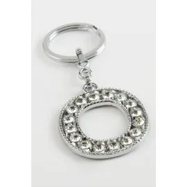 Gümüş Renkli Taşlı Harf Anahtarlık-O