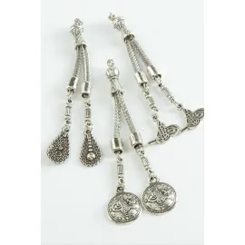 Karışık Tesbih Püskülü 1 Adet-Gümüş Rengi