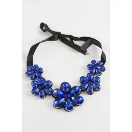 Papatya Taşlı Yaka Kolye-Mavi