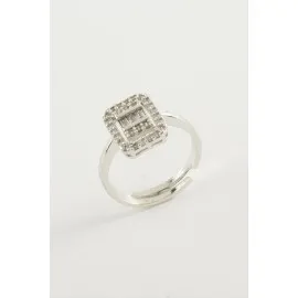 Baget Taşlı Yüzük-Gümüş Rengi