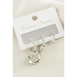 3 Adet Damla Zirkon Taşlı Küpe-Sarı