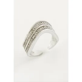 Oval Zirkon Taşlı Yüzük-Gümüş Rengi