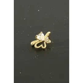 Kalp Tragus Zirkon Taşlı Piercing 1 Adet-Sarı