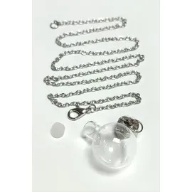 Metal Kapaklı Boş Fanus Canlı Kolye-Gümüş Rengi