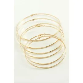 Düz Metal Halka Küpe 6 Adet-Sarı