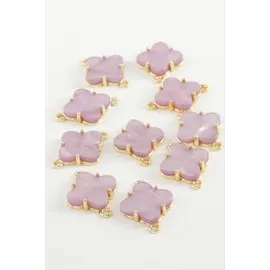 Çiçek Tek Kulp Polyester Bileklik Ve Kolye Ucu Aparatı 1 Adet-Lila