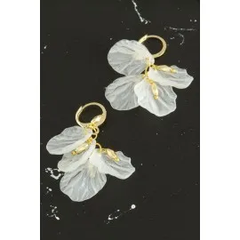 Yaprak Yeni Sezon Küpe-Beyaz