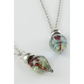 Sulu Çiçek Fanus Canlı Kolye-Gümüş Rengi