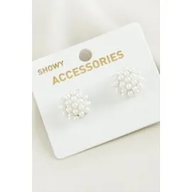 Çiçek İnci Trend Küpe-Gümüş Rengi