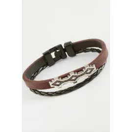 Oval Kaliteli Suni Deri Bileklik-Bordo