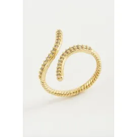 Yılan Zirkon Taşlı Yüzük-Gümüş Rengi