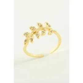 Yaprak Zirkon Taşlı Yüzük-Sarı
