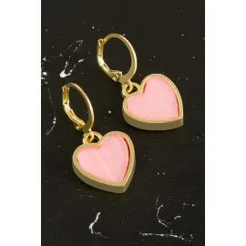 Kalp Polyester Küpe-Açık Pembe