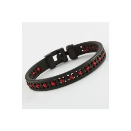 Çarpı Kaliteli Suni Deri Bileklik-Siyah