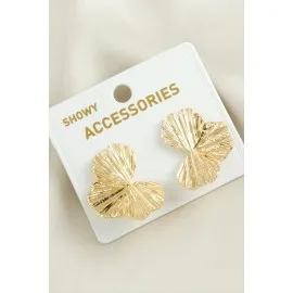 Yaprak Yeni Sezon Metal Küpe-Sarı