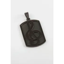 Sol Nota Çelik Kolye Ucu 2,5X4 Cm-Siyah