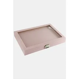 Cam Kapaklı Anfora Kumaş Batırmalı Yüzük Standı 24X34 Cm-Pembe