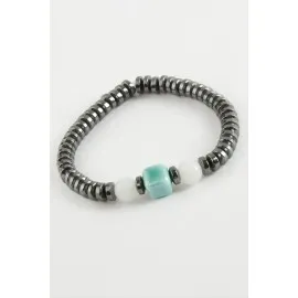 Cam - Hematit Doğaltaş Bileklik-Antrasit