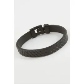 Siyah Renkli Kaliteli Suni Deri Bileklik-Siyah