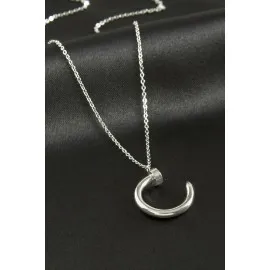 Çivi Lüks Çelik Kolye-Gümüş Rengi