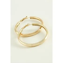 Noktalı Boru Halka Küpe 3,5 Cm-Sarı