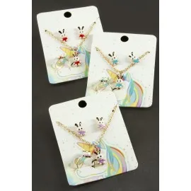 Tavşan Mineli Set Kolye-Sarı