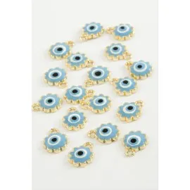 Çiçek Nazar Tek Kulplu Mineli Bileklik Ve Kolye Ucu Aparatı 1 Adet-Açık Mavi