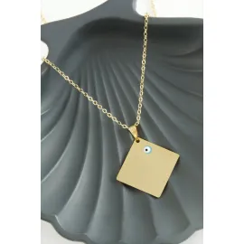 Kare İsim Yazılabilir Kolye-Sarı