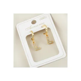 Harfli Yeni Sezon Metal Taşlı Küpe-L