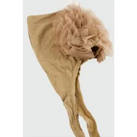 Dikişli Fırfırlı Bone-Açık Kahverengi