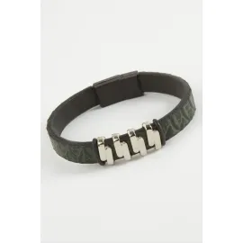 Zikzak Kaliteli Mıknatıslı Suni Deri Bileklik-Yeşil