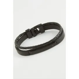 Çubuk Kaliteli Suni Deri Bileklik-Siyah