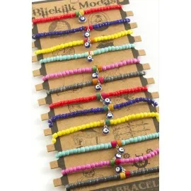 Nazar Boncuk İp Bileklik-Renkli