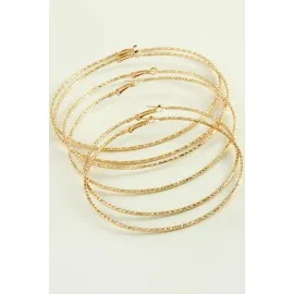 Çizgifli Desenli Metal Halka Küpe 6 Adet-Sarı