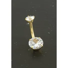 Yuvarlak Zirkon Taşlı Çelik Piercing 1 Adet-Sarı