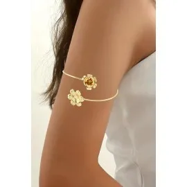 Gül Figürlü Üst Kol Pazu Bilekliği-Sarı