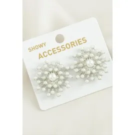 Kartanesi Trend İnci Küpe-Gümüş Rengi