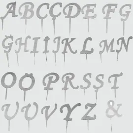 Gümüş Renkli Harf Pasta ve Kek Pleksi-Ç