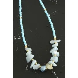 Kırık Doğaltaşlı Turkuaz Kristal Kolye-Turkuaz