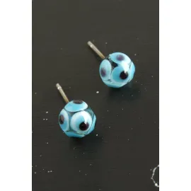 Nazar Top Cam Küpe-Açık Mavi