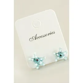 Deniz Yıldızı Cam Küpe-Açık Mavi