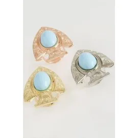 Balık Turkuaz Taşlı Yüzük-Sarı